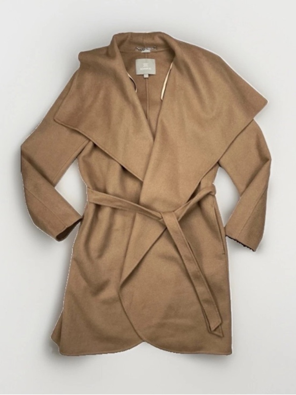 Soia & Kyo Toffee Cream Bridgette Jacket Wool Belted Camel Tan Beige Size XL